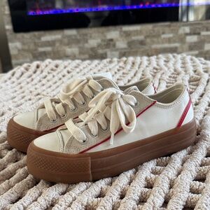 Converse Cream and Red All Star Sneakers